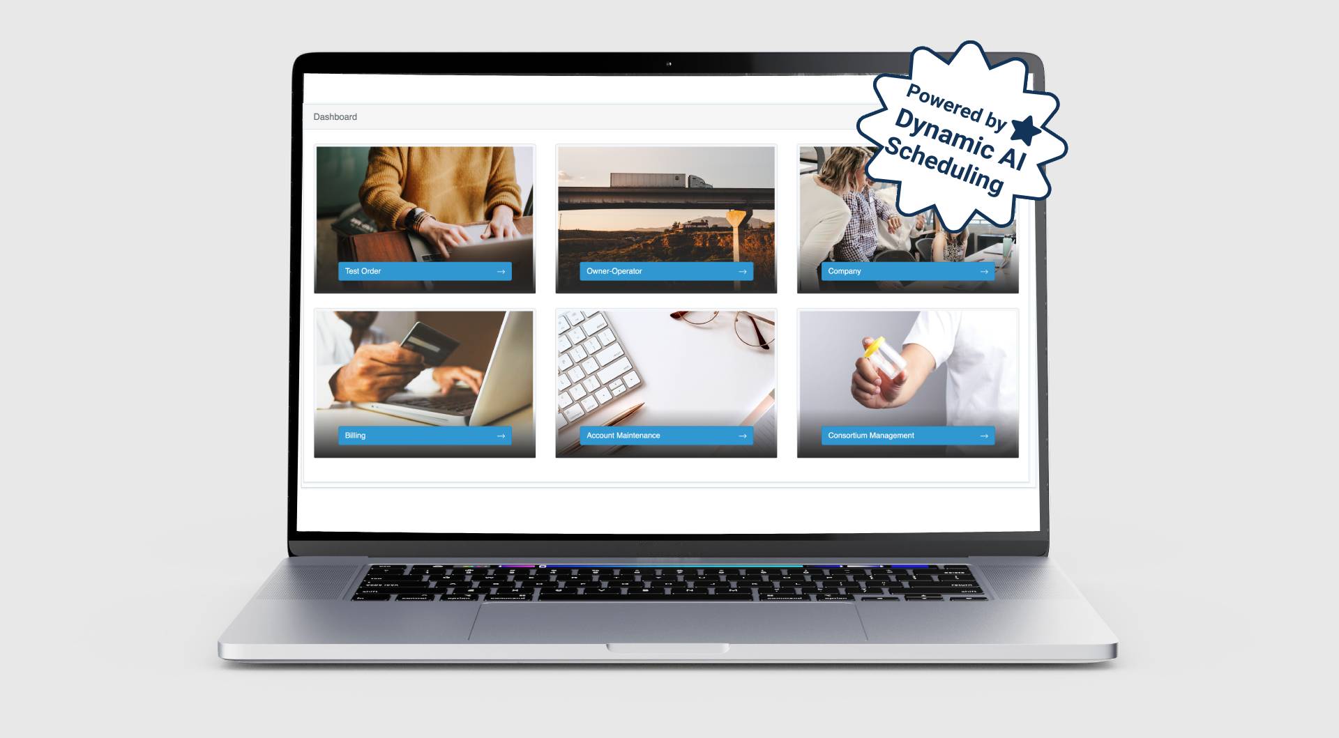 Home Dashboard Screenshot on a laptop screen
